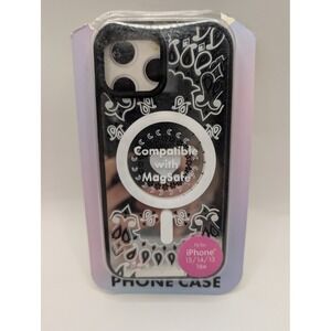 iPhone 15 14 13 MagSafe Case Black White Paisley Bandana Mirror Phone Cover